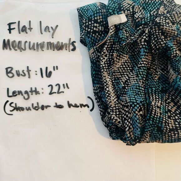 Forever 21 Sleeveless Blouse Turquoise Multi Snakeskin Women’s XS - Picture 7 of 7